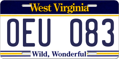 WV license plate OEU083