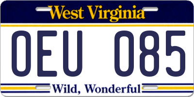 WV license plate OEU085