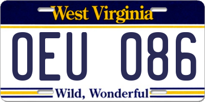 WV license plate OEU086