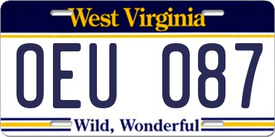WV license plate OEU087