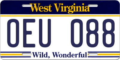 WV license plate OEU088