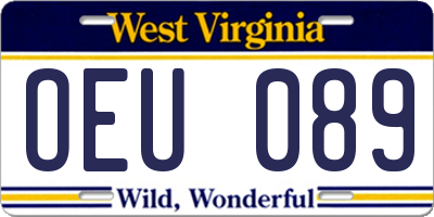 WV license plate OEU089