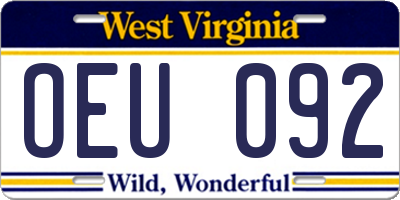 WV license plate OEU092