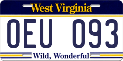 WV license plate OEU093
