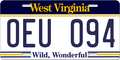 WV license plate OEU094