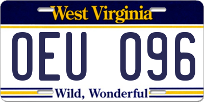 WV license plate OEU096