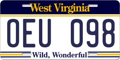 WV license plate OEU098