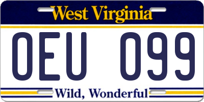 WV license plate OEU099