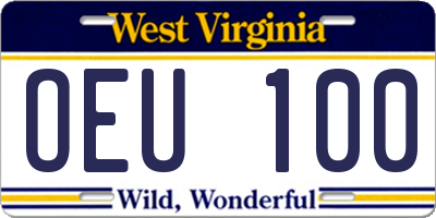 WV license plate OEU100