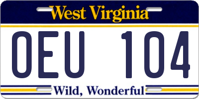 WV license plate OEU104