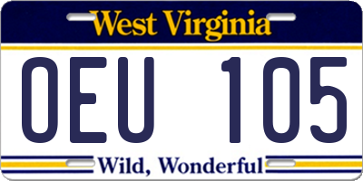 WV license plate OEU105