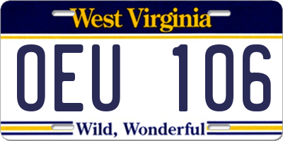 WV license plate OEU106