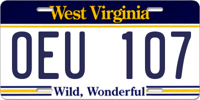 WV license plate OEU107