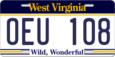 WV license plate OEU108