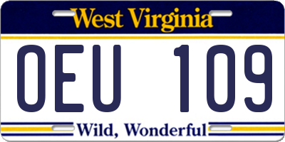WV license plate OEU109