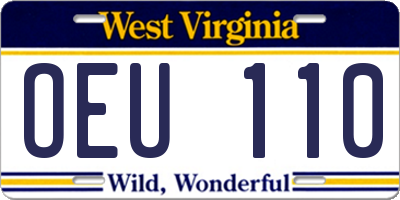 WV license plate OEU110