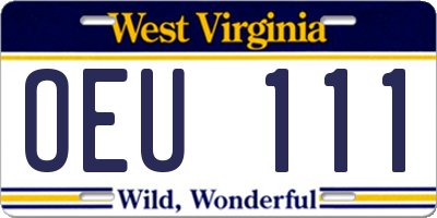WV license plate OEU111