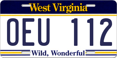 WV license plate OEU112