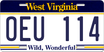 WV license plate OEU114