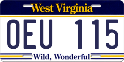 WV license plate OEU115