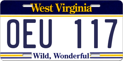 WV license plate OEU117