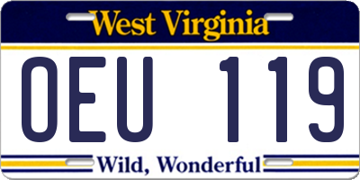 WV license plate OEU119