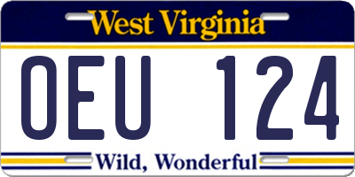 WV license plate OEU124