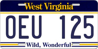 WV license plate OEU125