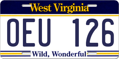 WV license plate OEU126