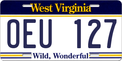 WV license plate OEU127