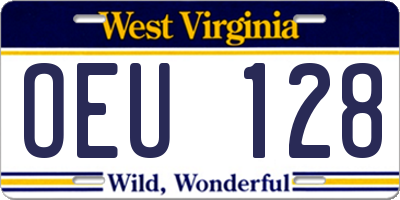 WV license plate OEU128