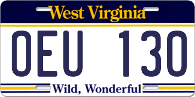 WV license plate OEU130