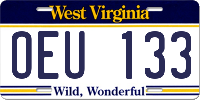 WV license plate OEU133