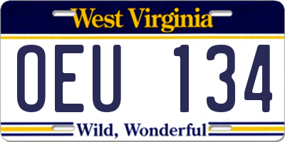 WV license plate OEU134