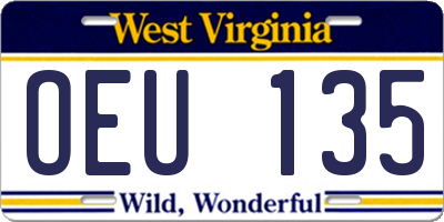 WV license plate OEU135