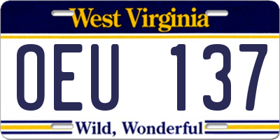 WV license plate OEU137