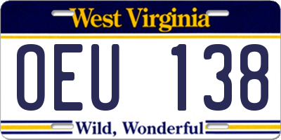 WV license plate OEU138