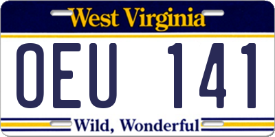 WV license plate OEU141