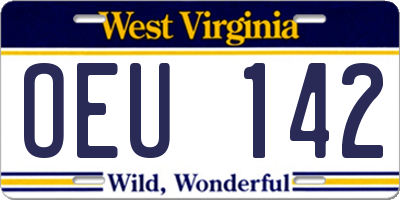 WV license plate OEU142