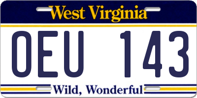 WV license plate OEU143
