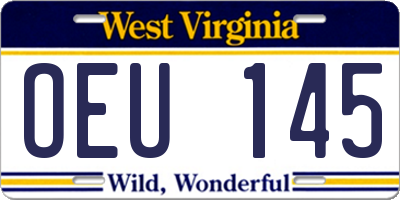WV license plate OEU145