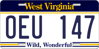 WV license plate OEU147