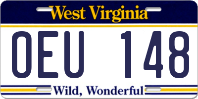 WV license plate OEU148