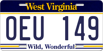 WV license plate OEU149