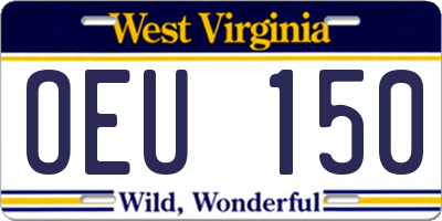 WV license plate OEU150