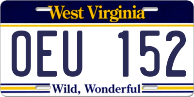 WV license plate OEU152