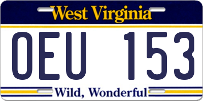 WV license plate OEU153