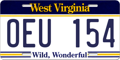 WV license plate OEU154
