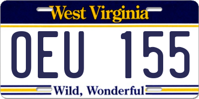 WV license plate OEU155