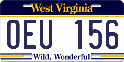 WV license plate OEU156